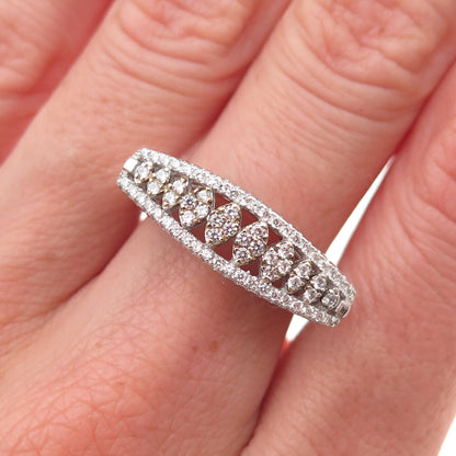 925 Sterling Silver Round-Cut C Z Bar Ring Size 8