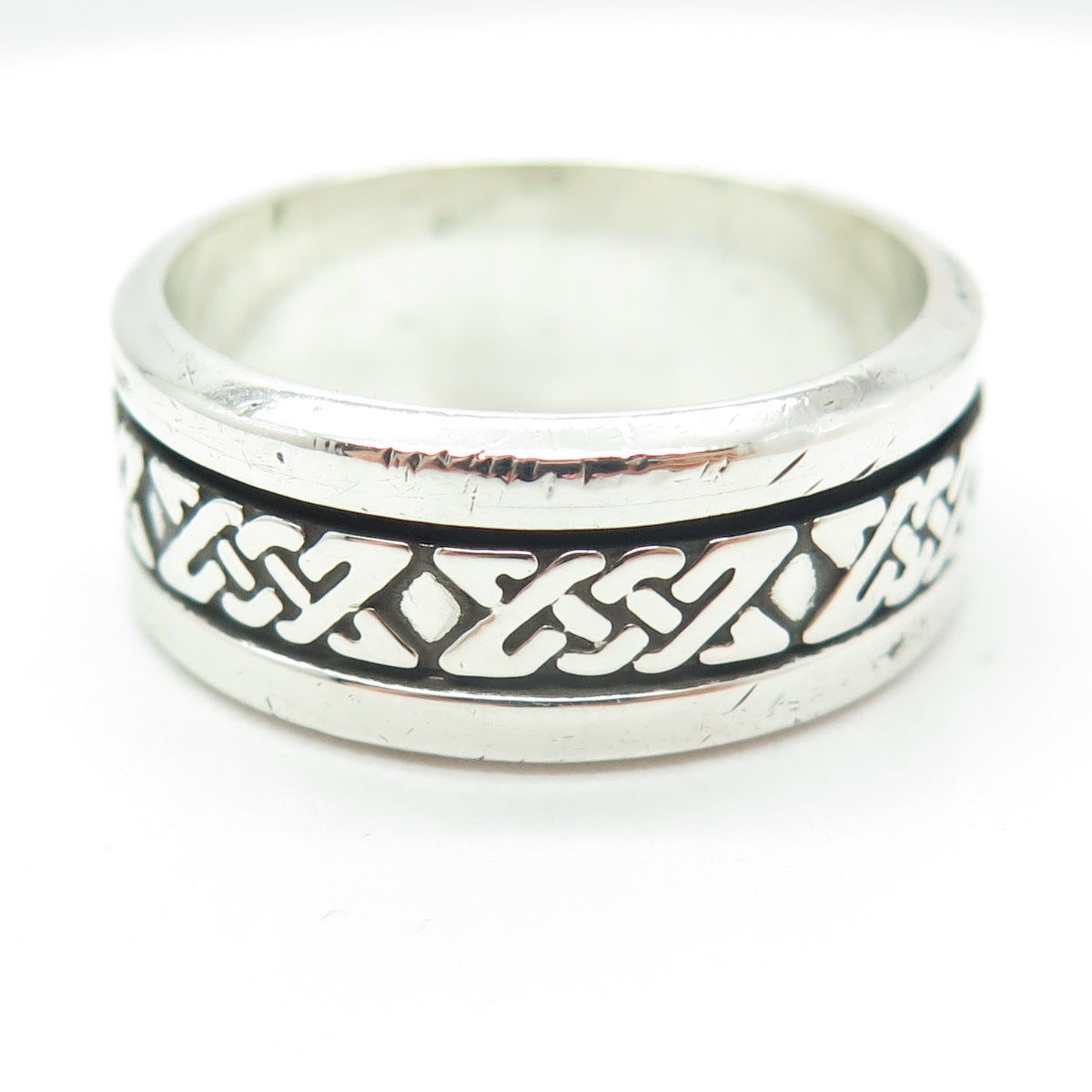 925 Sterling Silver Vintage Mexico Knot Oxidized Band Ring Size 14