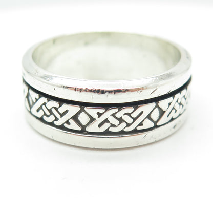 925 Sterling Silver Vintage Mexico Knot Oxidized Band Ring Size 14