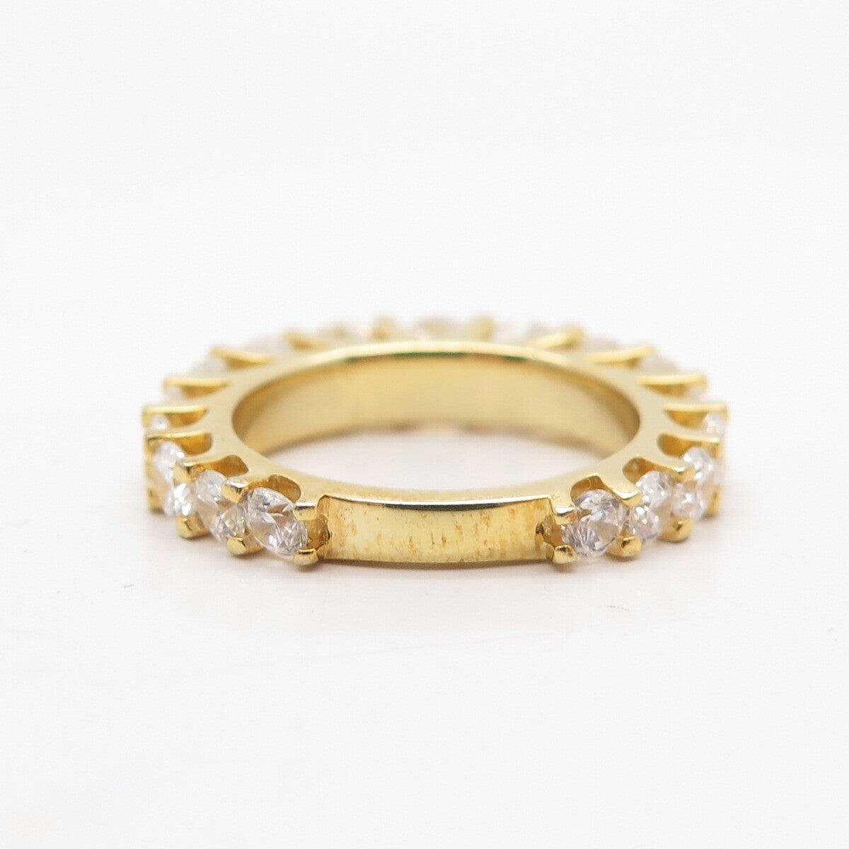 925 Sterling Silver Gold Plated Round-Cut C Z Ring Size 6.5