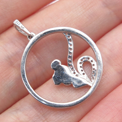 925 Sterling Silver Round-Cut C Z Tinker Bell Charm Pendant
