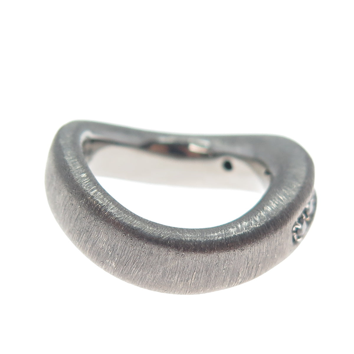 JCM JACMEL MAURITIUS Sterling Silver Black Rhodium Italy C Z Wavy Ring Size 6.75