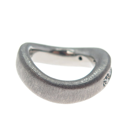 JCM JACMEL MAURITIUS Sterling Silver Black Rhodium Italy C Z Wavy Ring Size 6.75