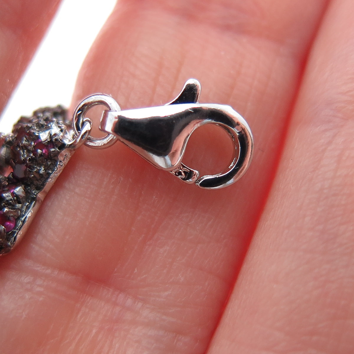 925 Sterling Silver Real Ruby White Topaz Flower Minimalist Lobster Lock Pendant