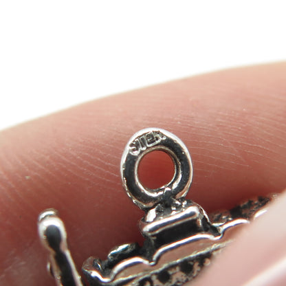 925 Sterling Silver Vintage Cruise Ship Minimalist Charm Pendant
