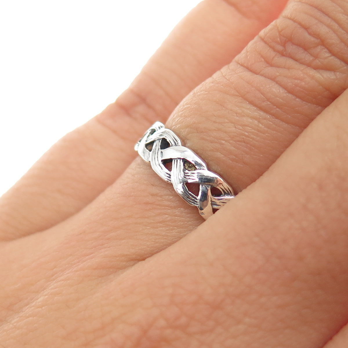 925 Sterling Silver Vintage Celtic Braided Band Ring Size 6.25