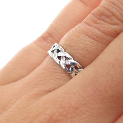 925 Sterling Silver Vintage Celtic Braided Band Ring Size 6.25