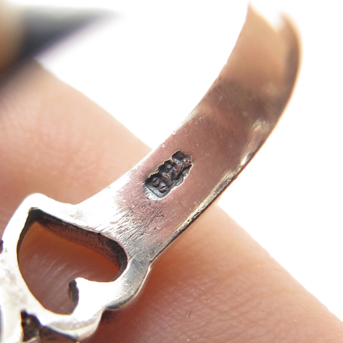 925 Sterling Silver Vintage Triple Heart Oxidized Ring Size 6.75