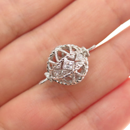 JUDITH RIPKA 925 Sterling Silver C Z Ball Bead Link of Bracelet / Necklace