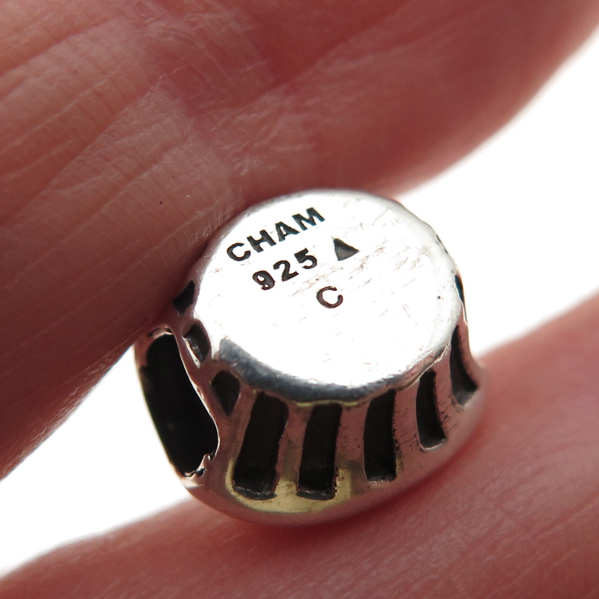 Chamilia 925 Sterling Silver Enamel Birthday Cupcake Slide Bead Charm