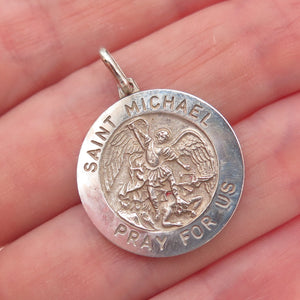 925 Sterling Silver Vintage Italy St. Michael Religious Charm Pendant