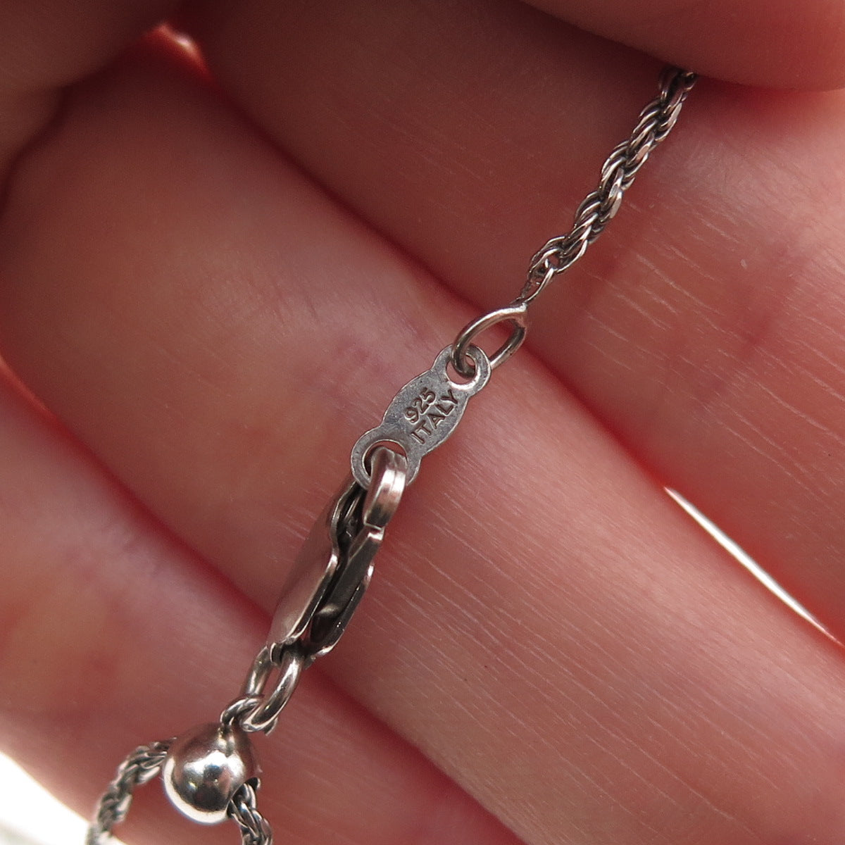 Karizia Spa KA-1772 Sterling Silver Vintage Italy Lariat Rope Chain Necklace 24"