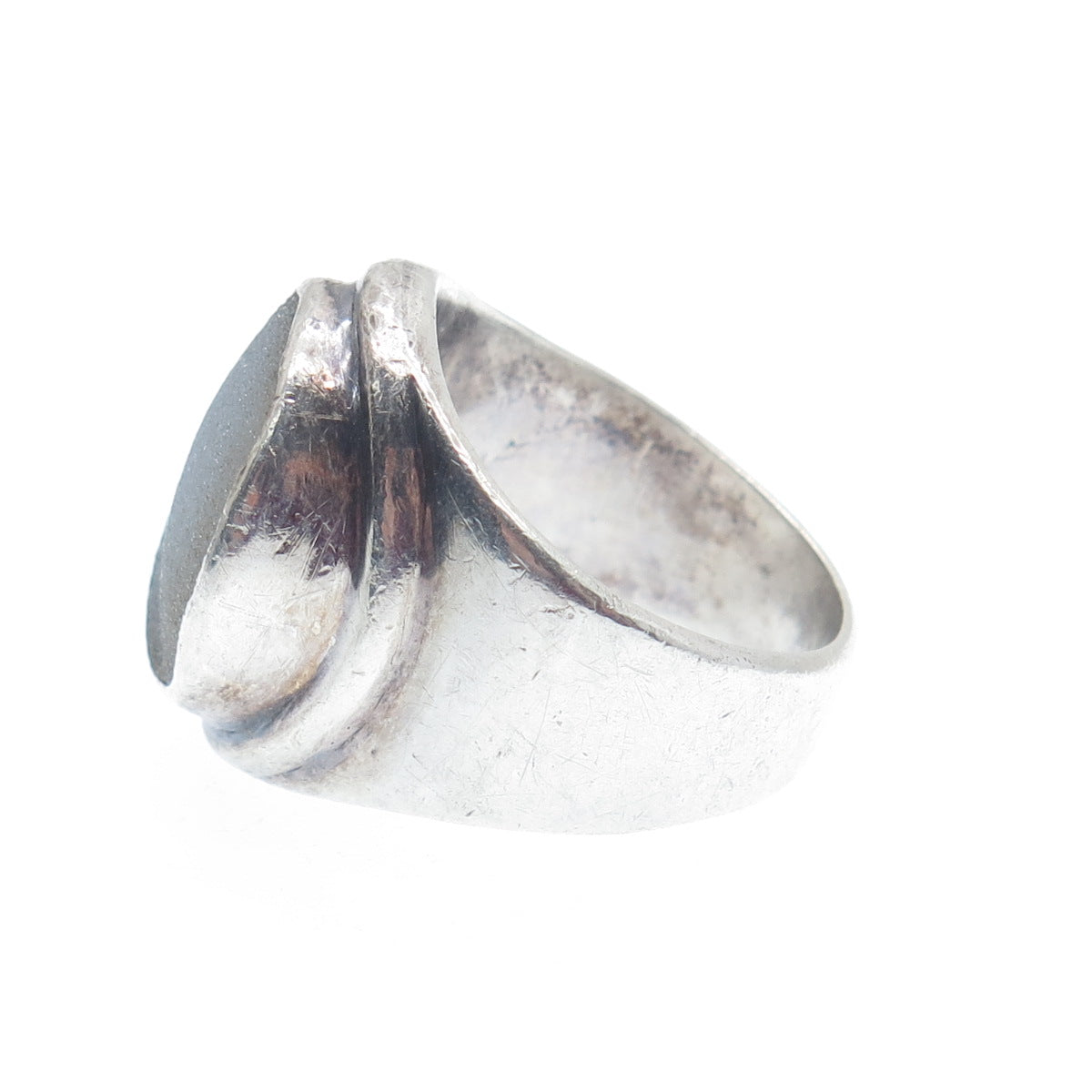 J. LEWIS 925 Sterling Silver Vintage Real Druzy Modernist Ring Size 8