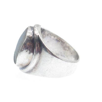 J. LEWIS 925 Sterling Silver Vintage Real Druzy Modernist Ring Size 8