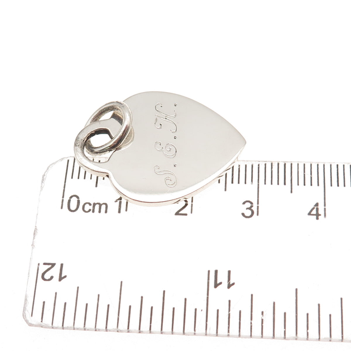 Tiffany & Co. 925 Sterling Silver Vintage Engraved SEH Heart Tag Charm Pendant