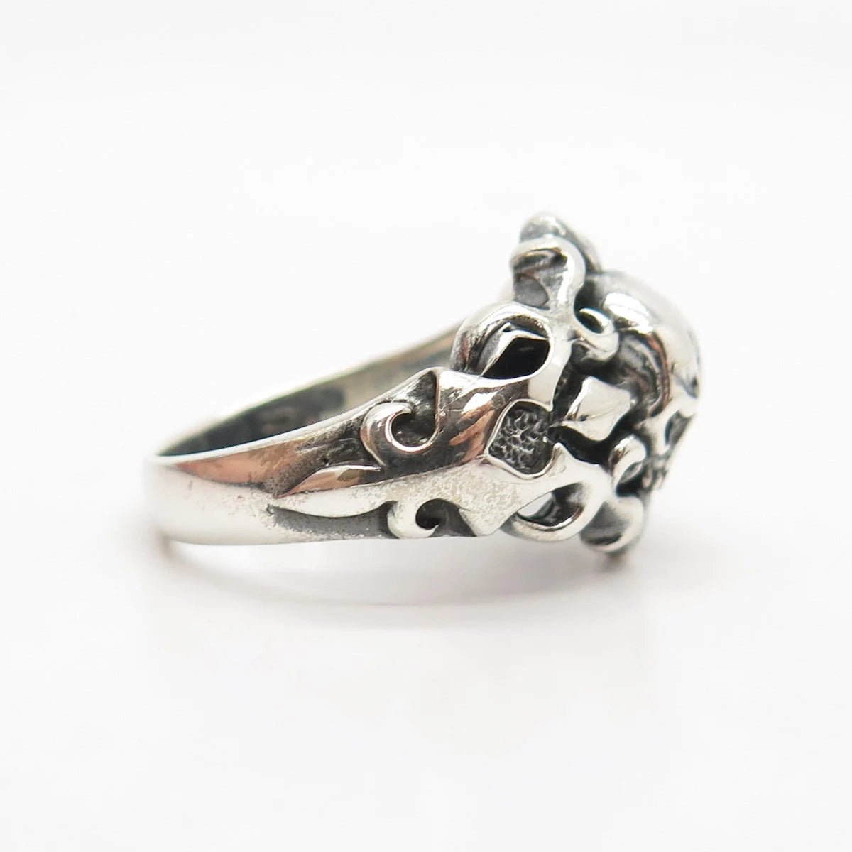 925 Sterling Silver Vintage Skull Man's Ring Size 11.5