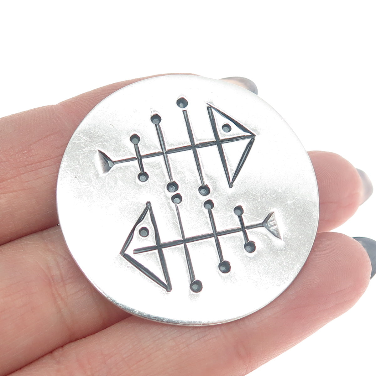 925 Sterling Silver Vintage Pisces Zodiac Sign Hand-Wrought Pin Brooch