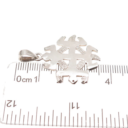 925 Sterling Silver Vintage Jerusalem Cross Oxidized Charm Pendant