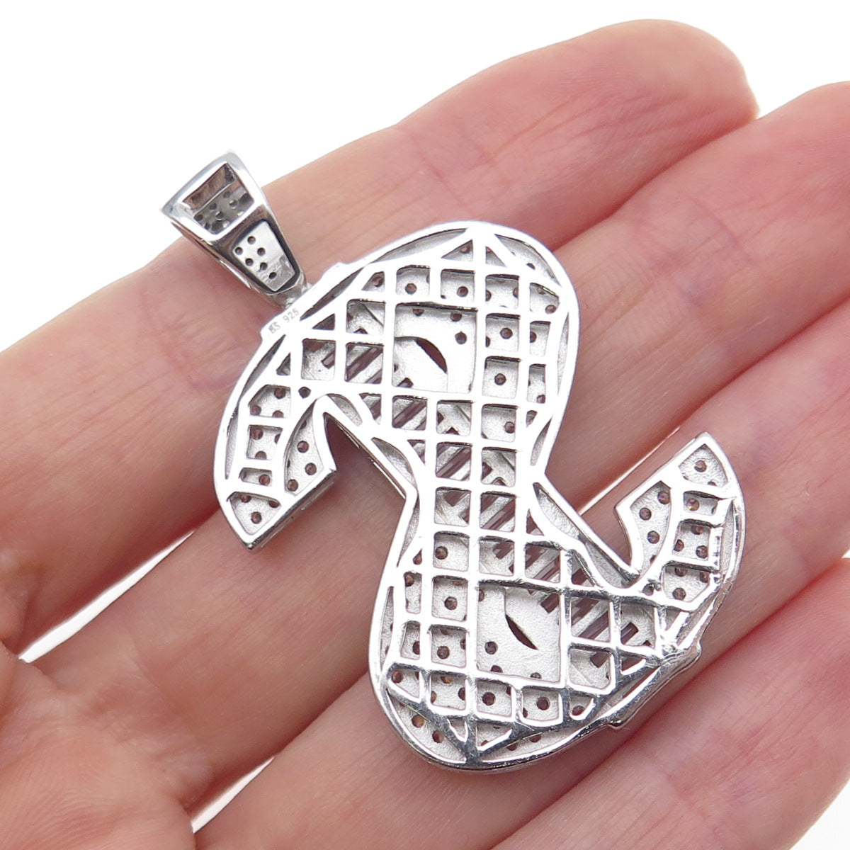 925 Sterling Silver Round & Baguette-Cut Dollar Sign Charm Pendant