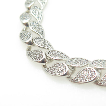 925 Sterling Silver Round-Cut White C Z Cuban Link Bracelet 8"