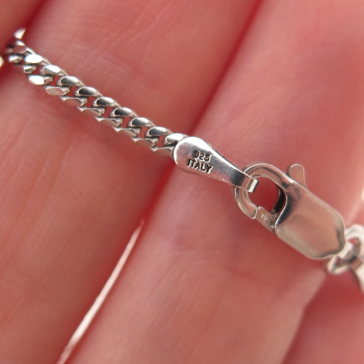 P. Lux 925 Sterling Silver Vintage Italy Cuban Chain Necklace 20"