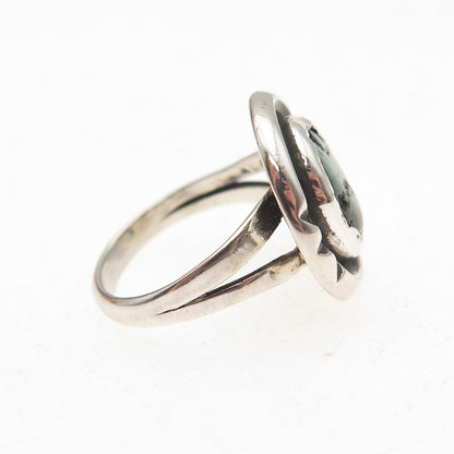 Old Pawn Sterling Silver Vintage Southwestern Turquoise Tribal Ring Size 3.75