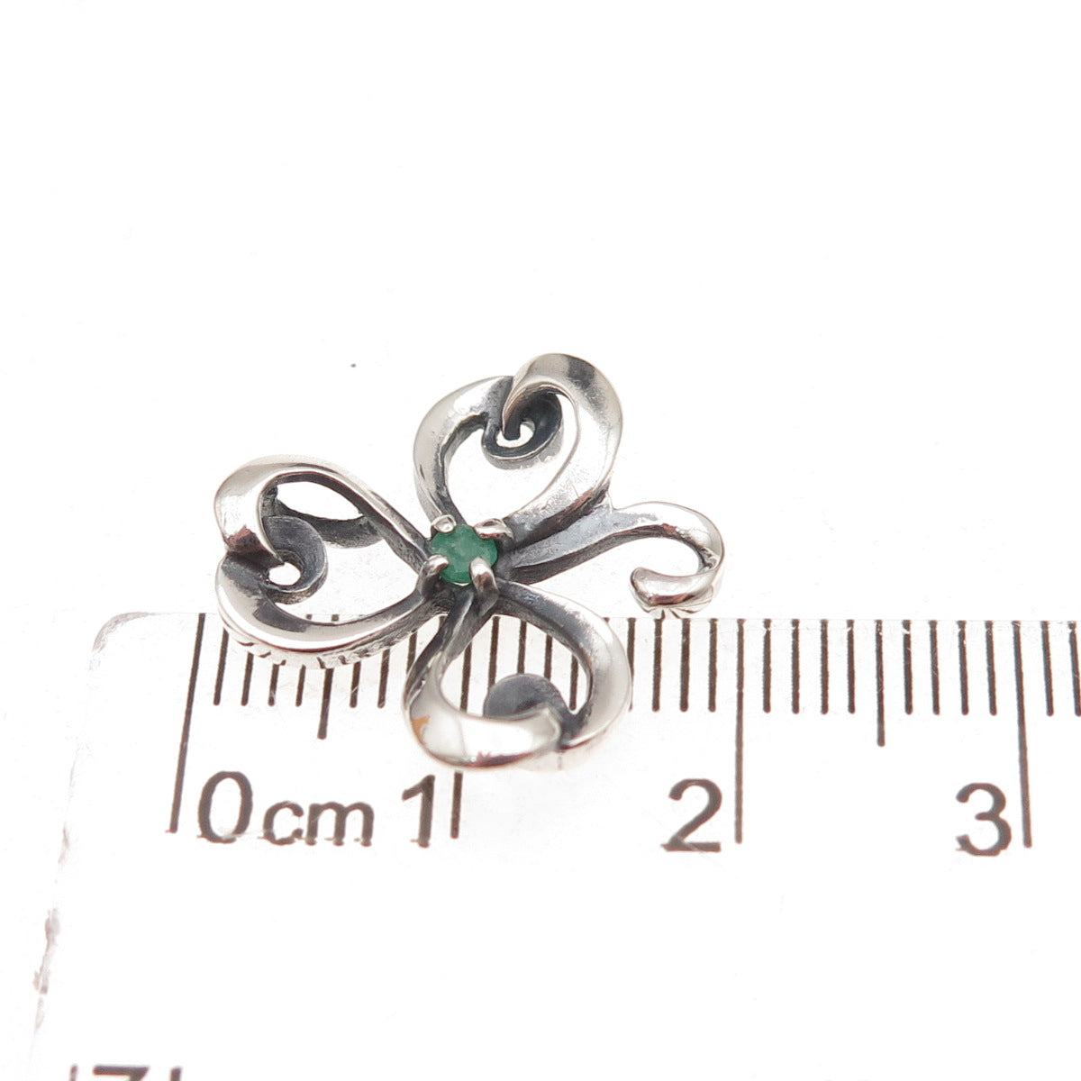 Franklin Mint Sterling Silver Vintage 1981 Real Emerald Butterfly Slide Pendant