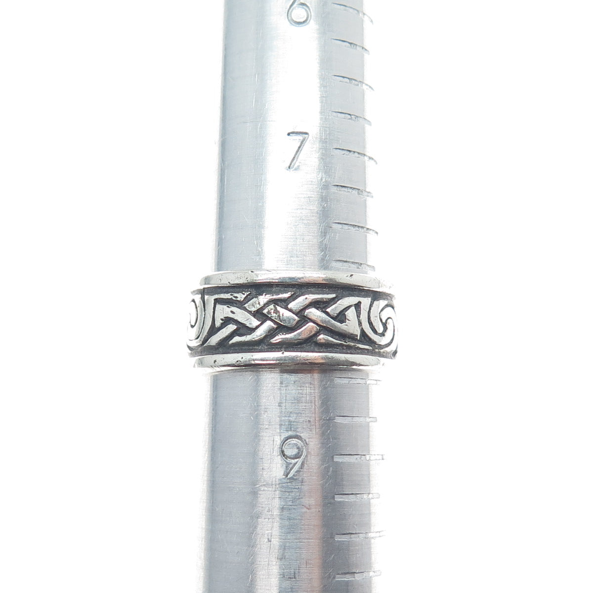 925 Sterling Silver Vintage SAW Celtic Knot Oxidized Band Ring Size 8.5