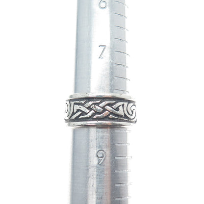925 Sterling Silver Vintage SAW Celtic Knot Oxidized Band Ring Size 8.5