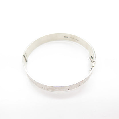 925 Sterling Silver Vintage Birmingham Monomil Etched Hinged Bangle Bracelet 7"
