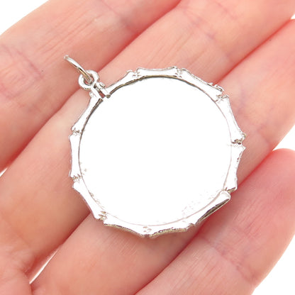 925 Sterling Silver Vintage Rhinestone Merry Christmas Fireplace Charm Pendant