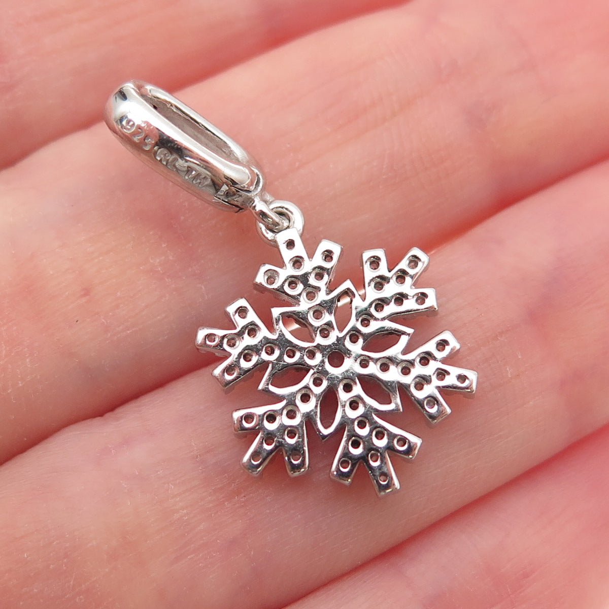 Richline 925 Sterling Silver Blue & White C Z Snowflake Charm Pendant