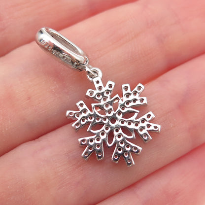 Richline 925 Sterling Silver Blue & White C Z Snowflake Charm Pendant