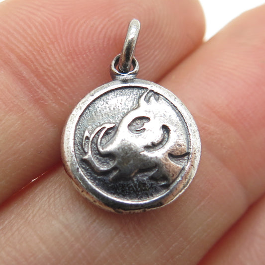 925 Sterling Silver Vintage Pisces Zodiac Dragon Chinese Horoscope Mini Pendant