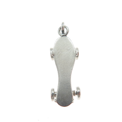 925 Sterling Silver Antique Art Deco Skateboard 3D Charm Pendant