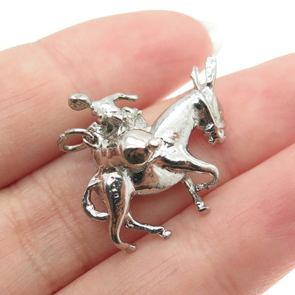 925 Sterling Silver Antique Art Deco Nomad Donkey Rider Charm Pendant