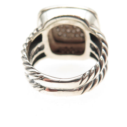 David Yurman 925 Sterling Silver Vintage Real Round-Cut Diamond Ring Size 4.25