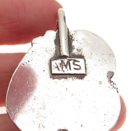 Alice Mc Shirley Old Pawn 925 Sterling Vintage Peacock Turquoise Feather Pendant
