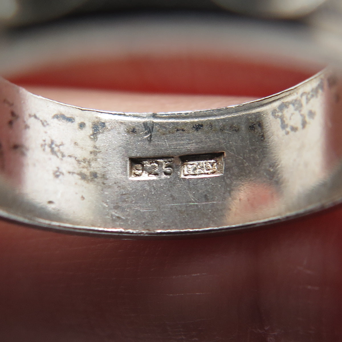925 Sterling Silver 2-Tone Vintage Italy Diamond-Cut Band Ring Size 6