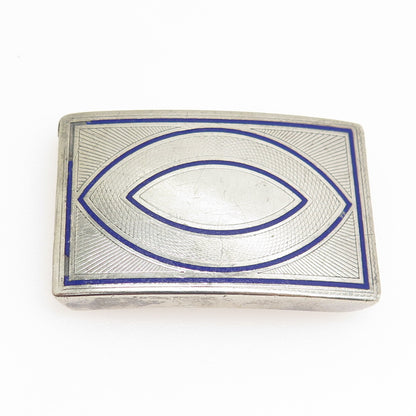 925 Sterling Silver Antique Art Deco Enamel Eye Symbol Belt Buckle #50130