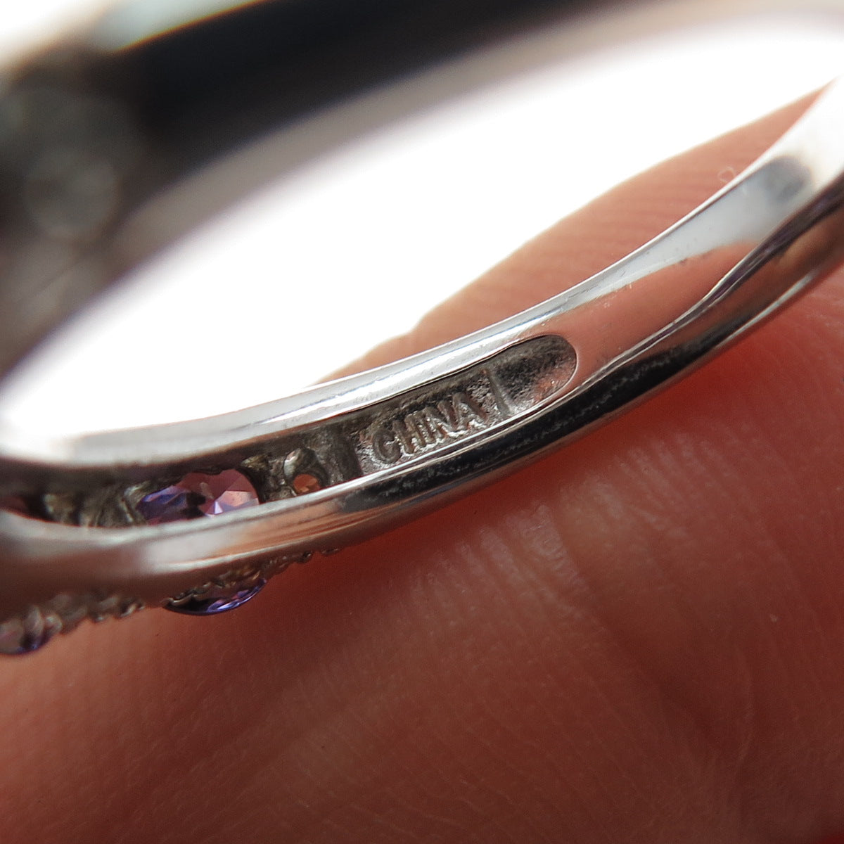 JOSEPH ESPOSITO 925 Sterling Silver Purple & White C Z Ring Size 7.25