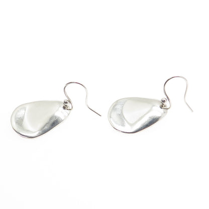 925 Sterling Silver Vintage Teardrop Modernist Dangle Hook Earrings