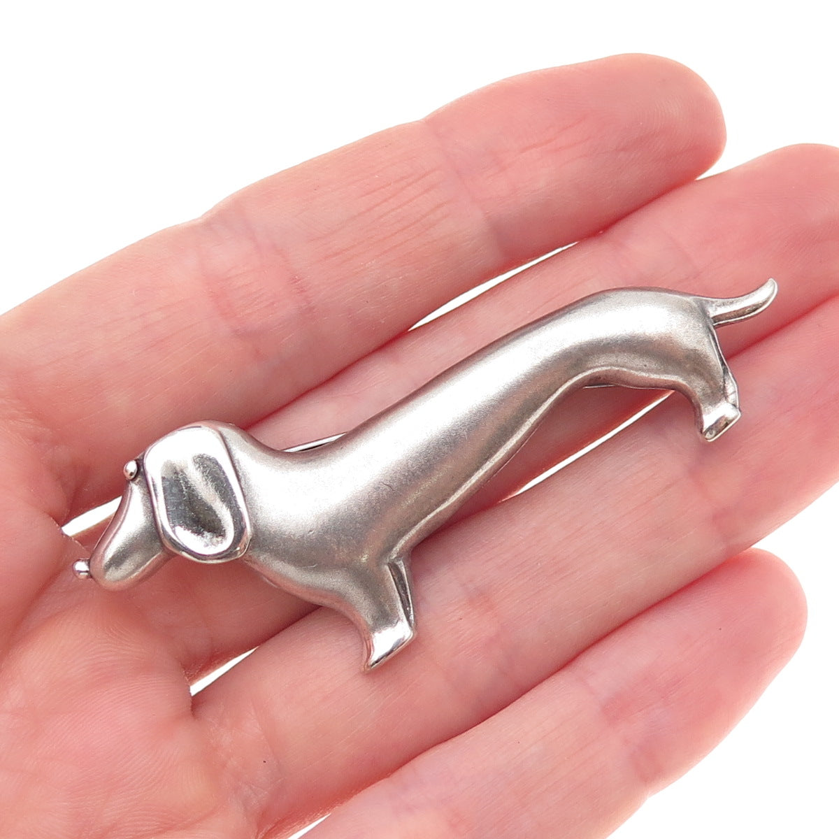 925 Sterling Silver Vintage Italy Dachshund Oxidized Pin Brooch