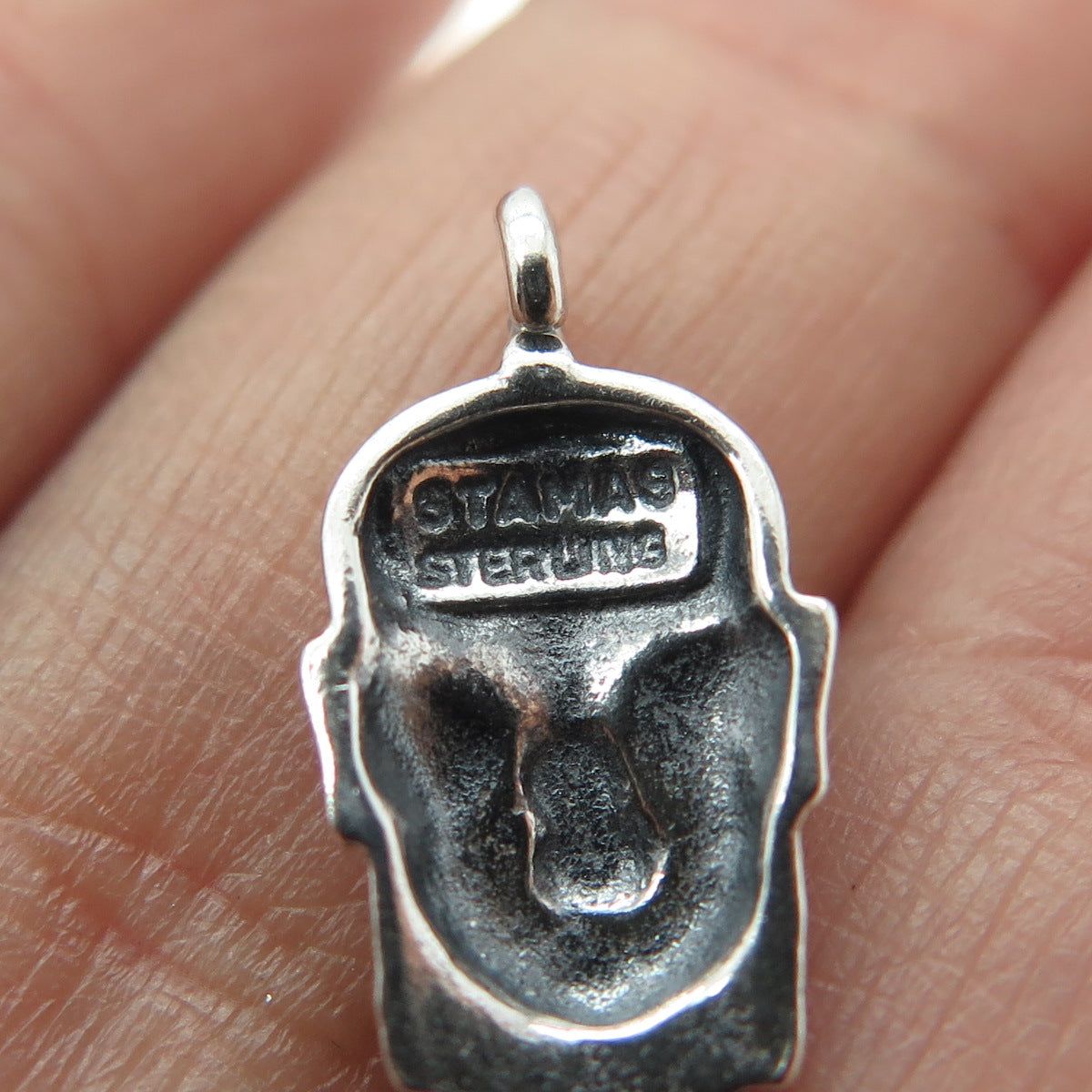 STEVE STAMAS 925 Sterling Silver Vintage Wise Man Oxidized Minimalist Pendant