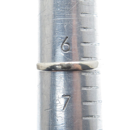 925 Sterling Silver Vintage Southwestern Turquoise Inlay Oxidized Ring Size 6.5