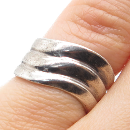 925 Sterling Silver Vintage Modernist Wavy Ring Size 5