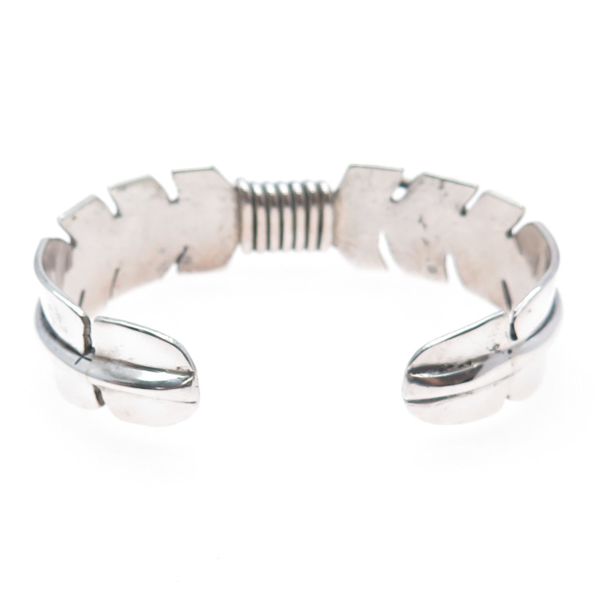 Mike Thomas Jr Navajo Old Pawn Sterling Silver Feather Adjustable Bracelet 7.75"