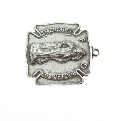CHAPEL 925 Sterling Silver Vintage St. Florian Cross Oxidized Charm Pendant