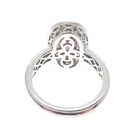 TACORI 925 Sterling Silver Oval & Round-Cut Pink White C Z Ring Size 7.25