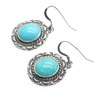 M. SILVERSMITH Old Pawn 925 Sterling Silver Vintage Turquoise Tribal Earrings